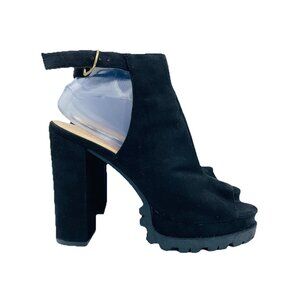 Wild Diva Shoes Womens Size 9 Black Y2K High Heels Chunky Lug Sole Ankle Strap